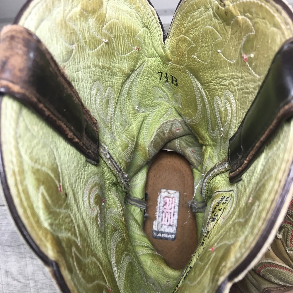 Womens Ariat 15771 Manzanita Embroidered Flames Leather Western Cowboy Boots 7.5 - Picture 10 of 13